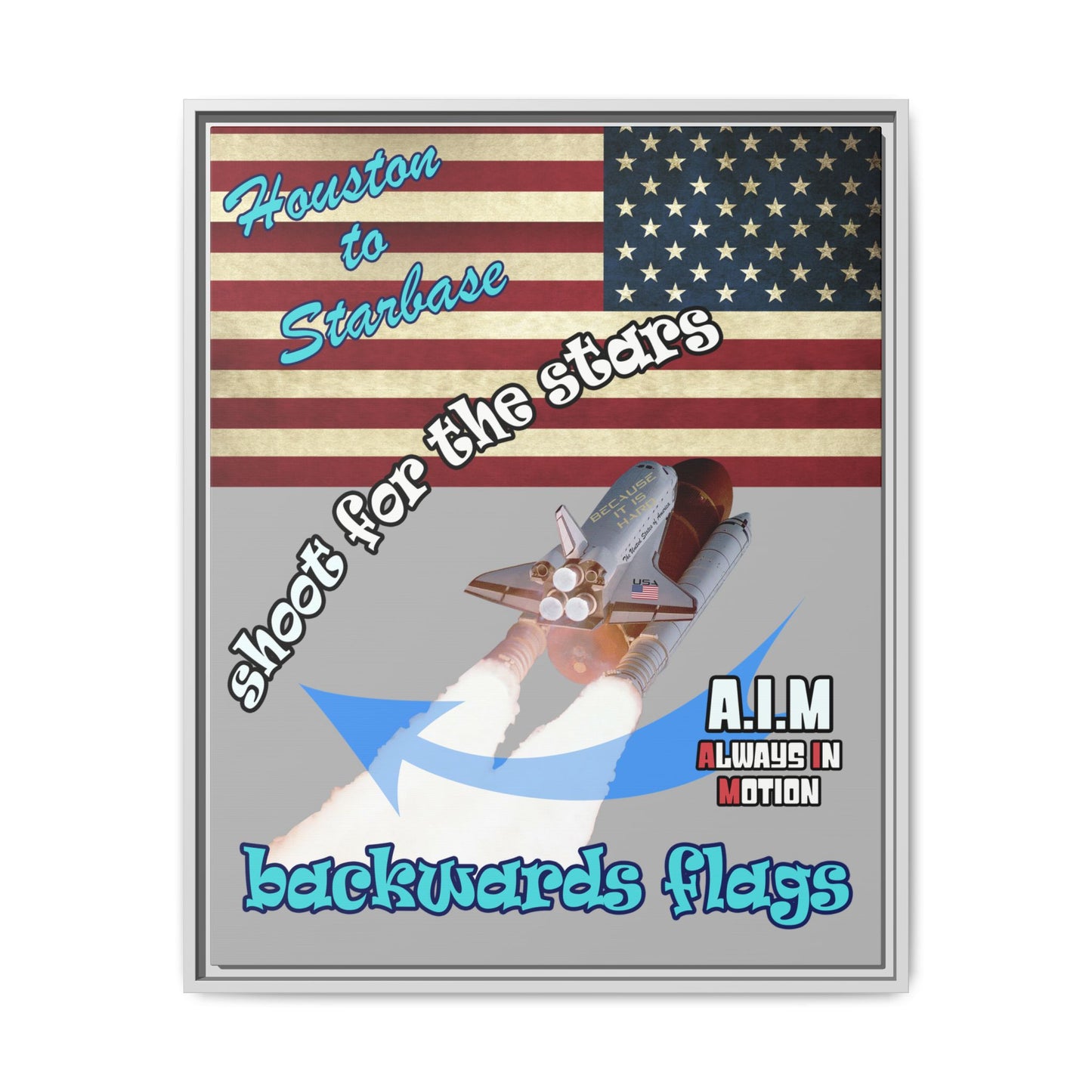 shoot for the stars - framed canvas art (light grey)