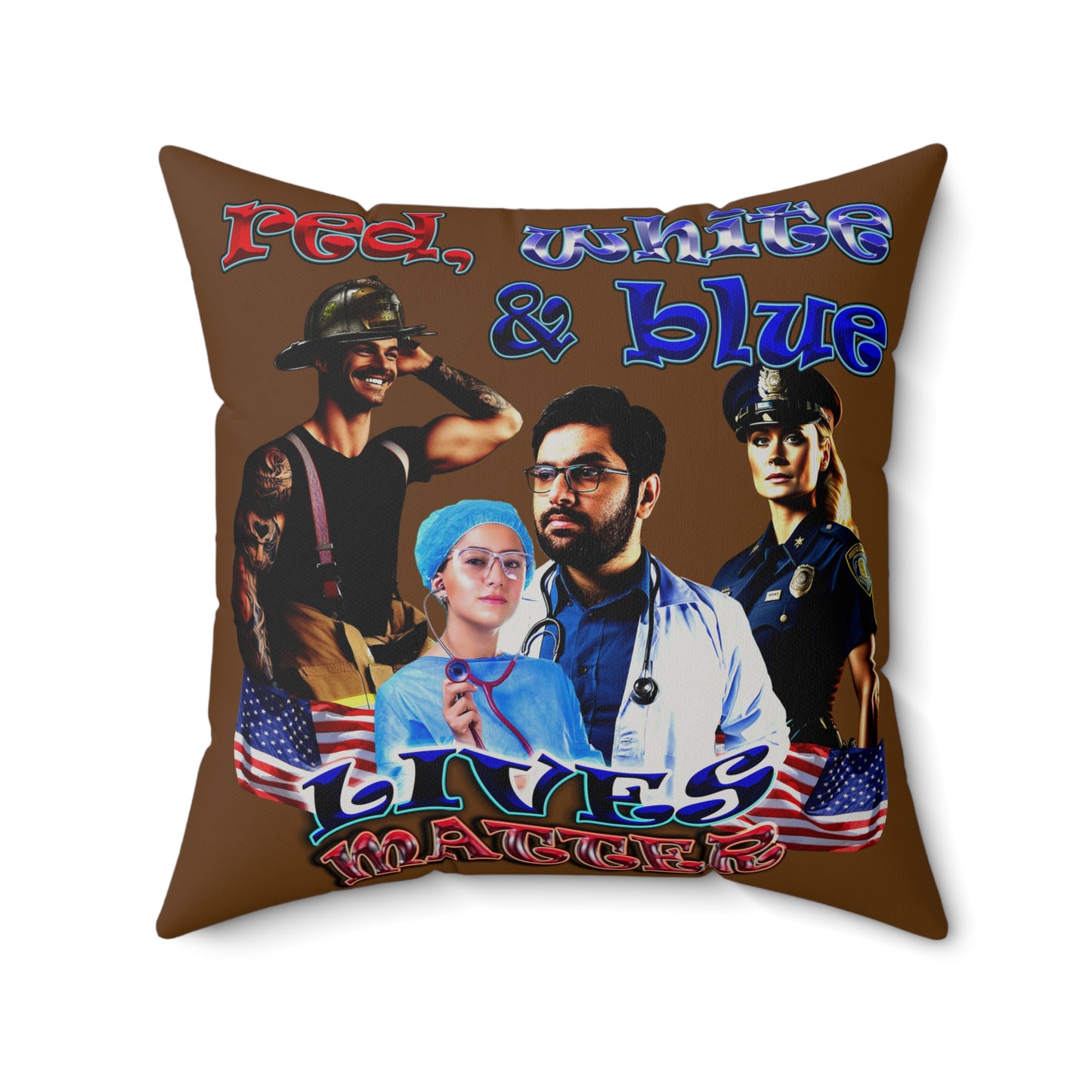 rw&b lives matter - Faux Suede Square Pillow - (brown)