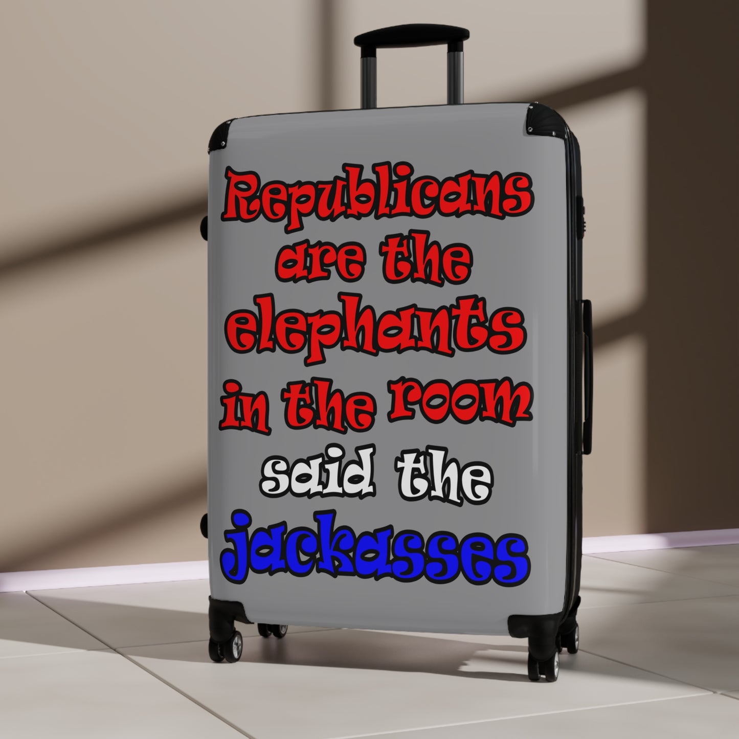 donkeys and elephants - Suitcase (grey)