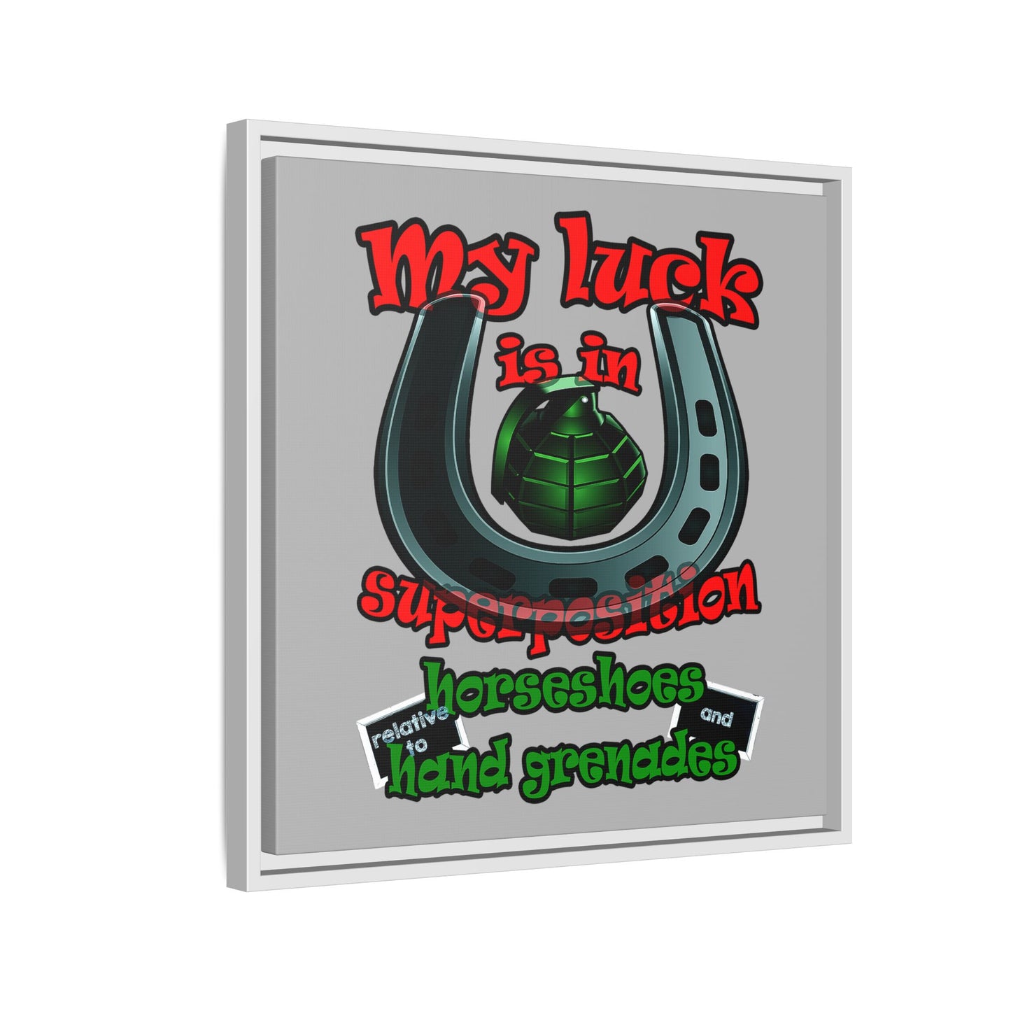 my luck - framed canvas art (light grey)