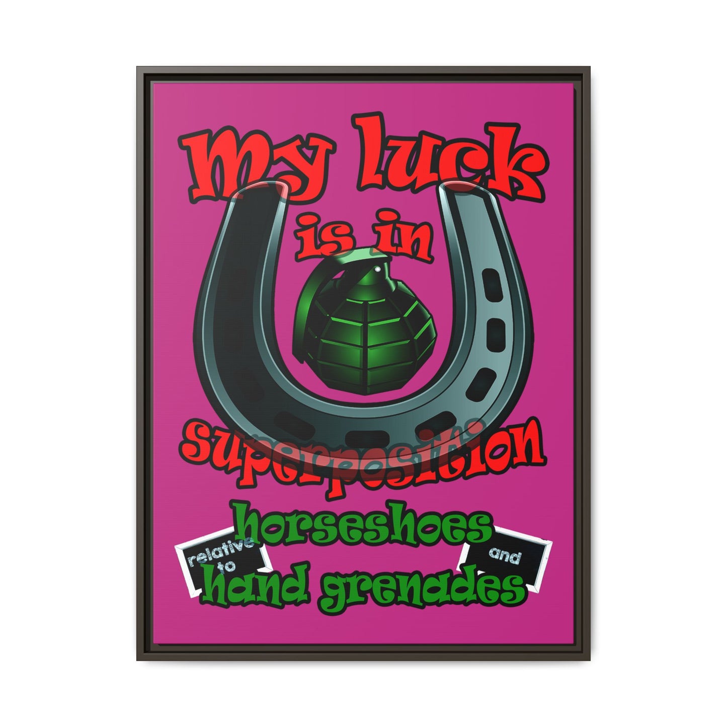 my luck - framed canvas art (pink)