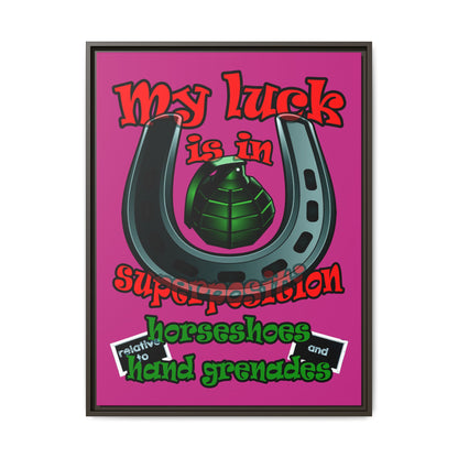 my luck - framed canvas art (pink)