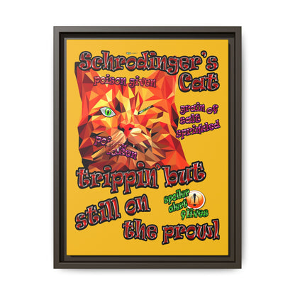 schrodinger's cat - framed canvas art (yellow)