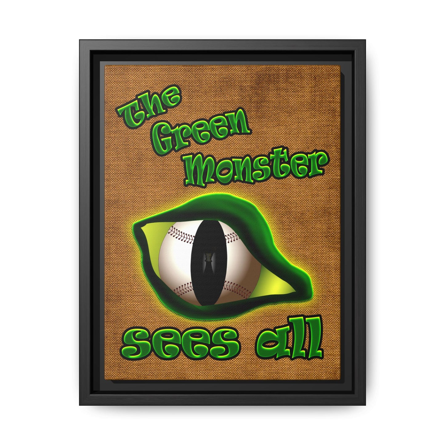 green monster - framed canvas art (brown papyrus)