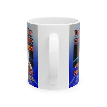 defy conquer reach - White Mug (blue-white wave)