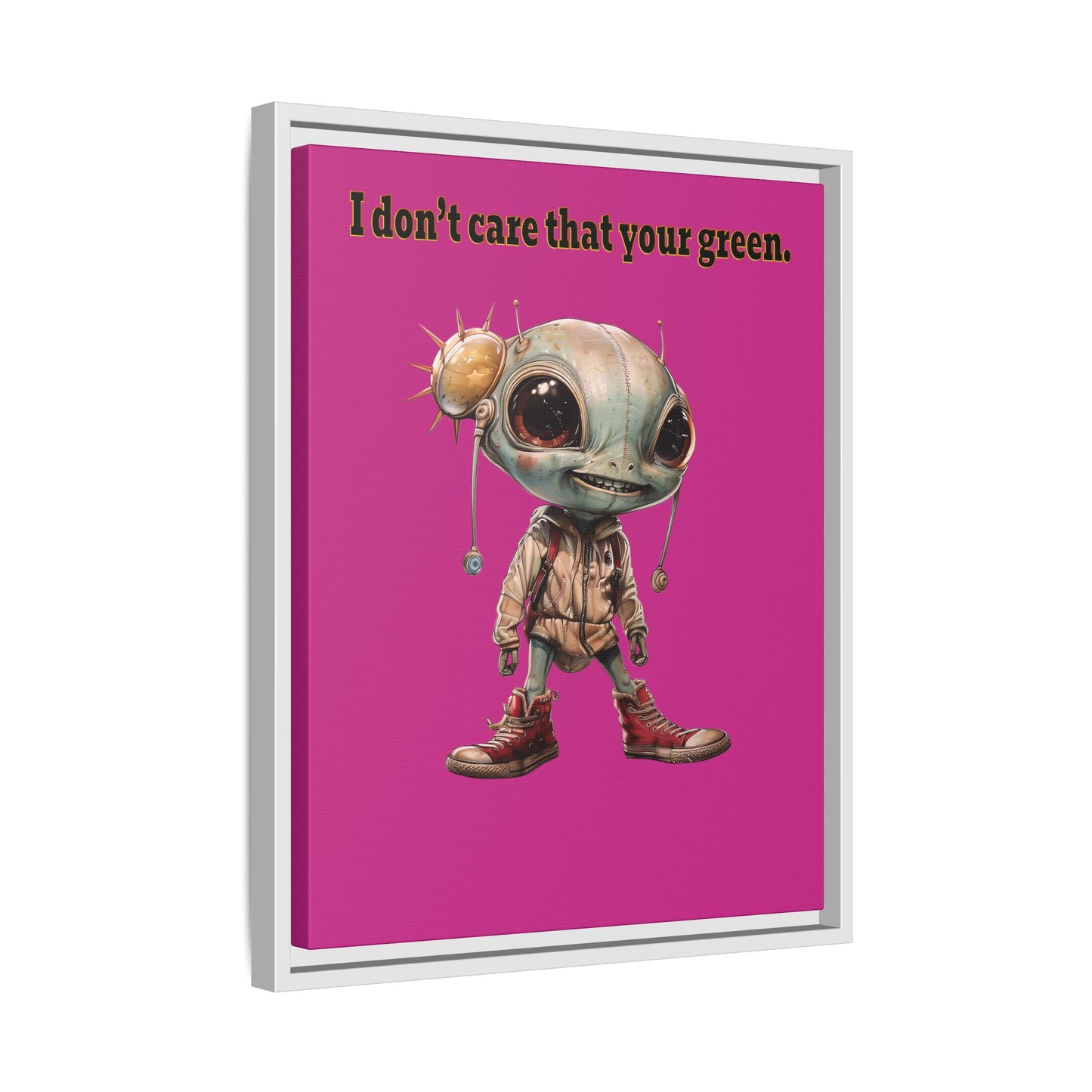 I don't care that your green - framed canvas art (pink)