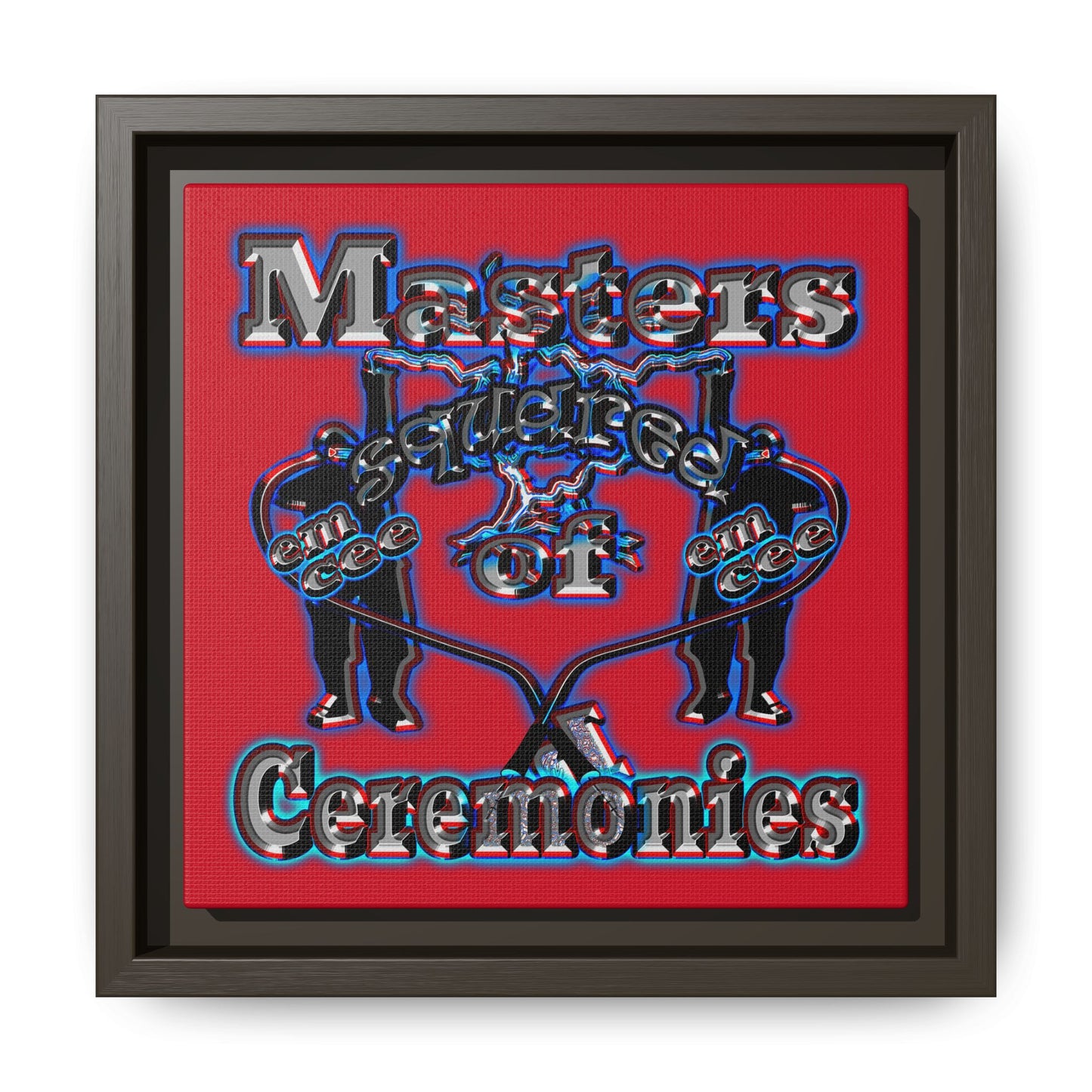 em cee squared - framed canvas art (dark red)
