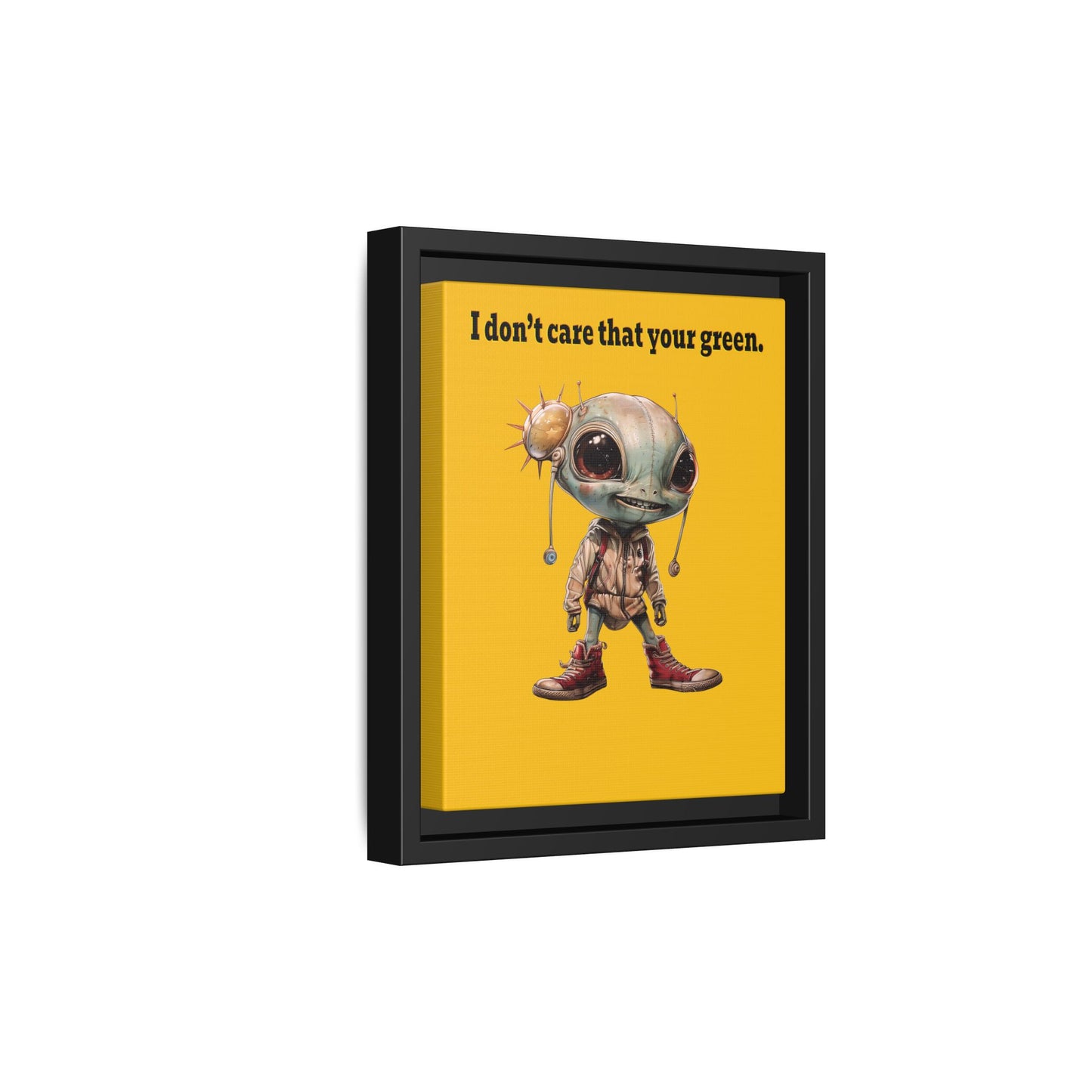 I don't care that your green - framed canvas art (yellow)