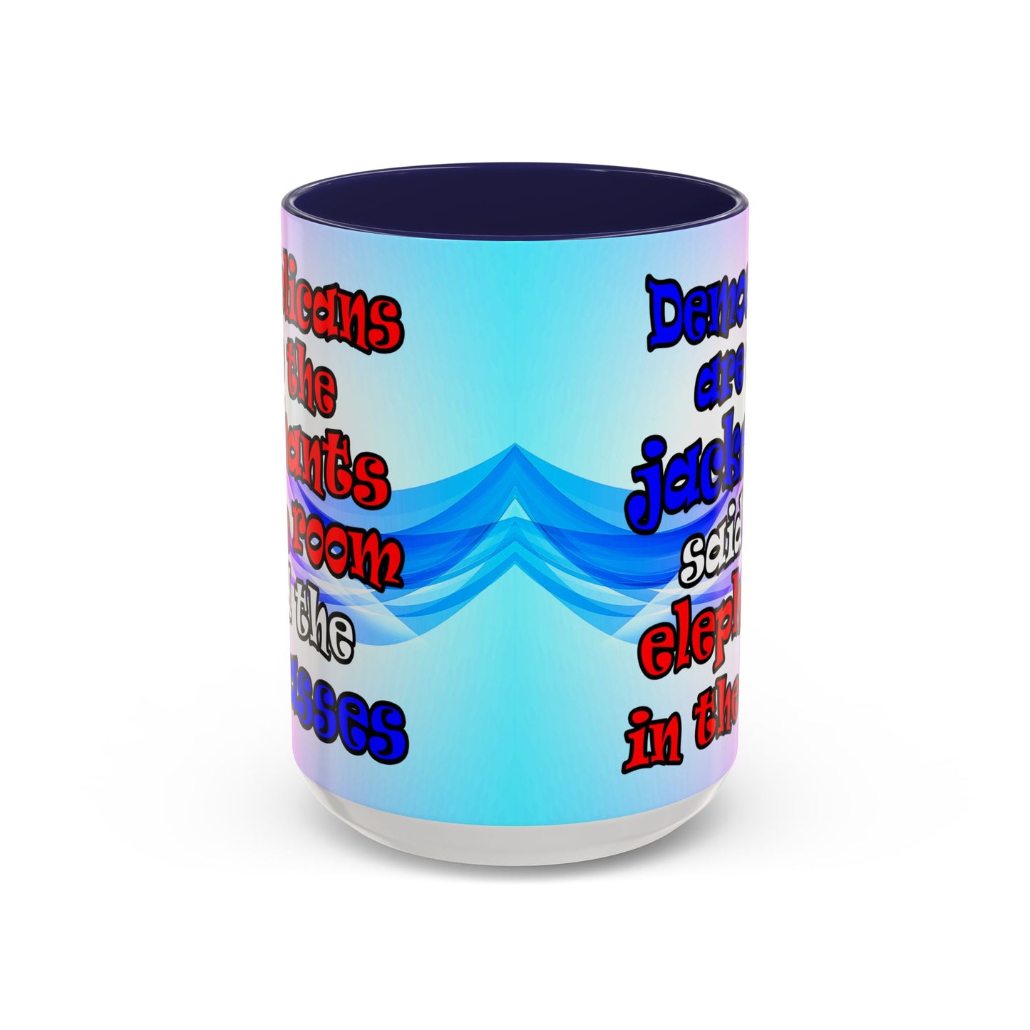 donkeys and elephants - Accent Mug (light blue-pink wave)