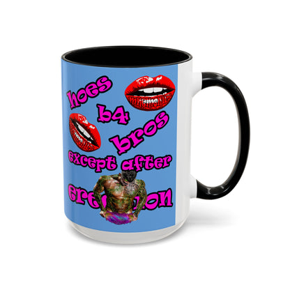 hoes b4 bros - Accent Mug (light blue)