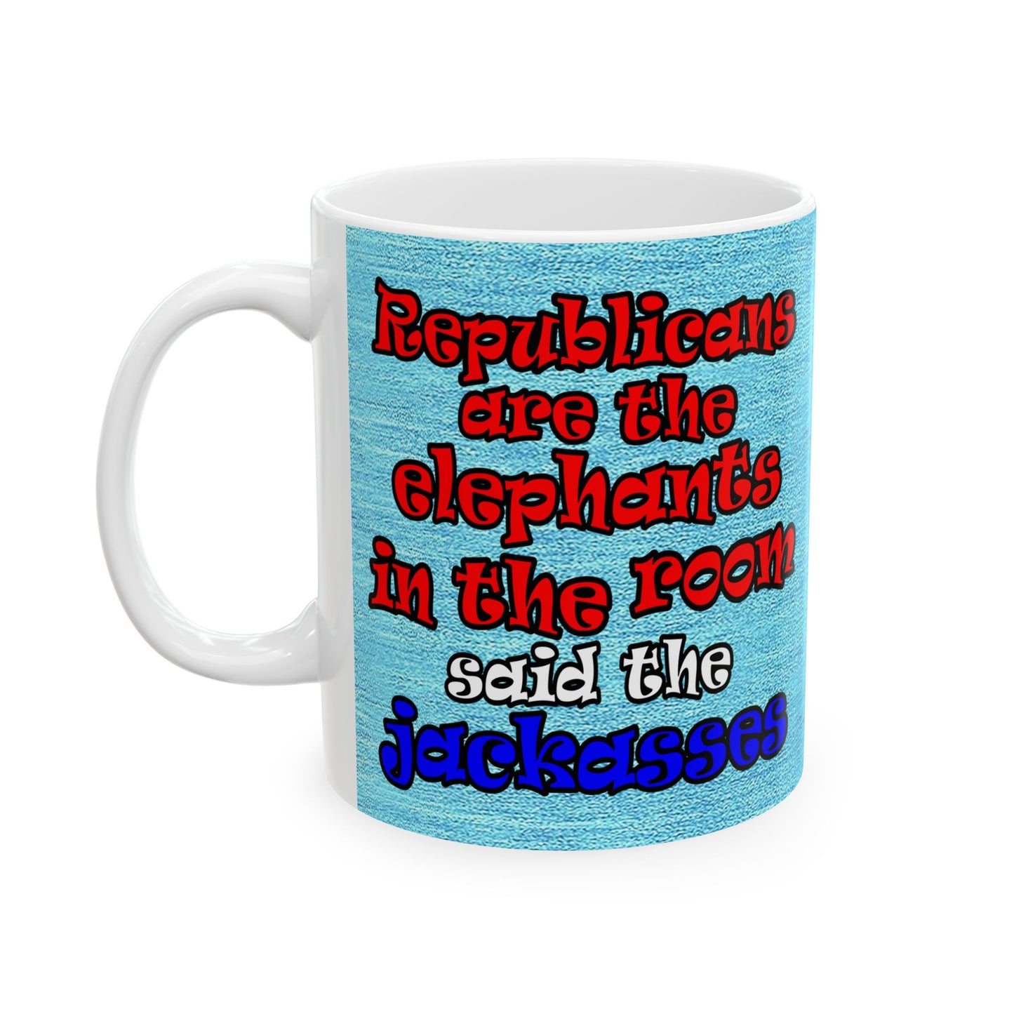 donkeys and elephants - White Mug (faded blue)