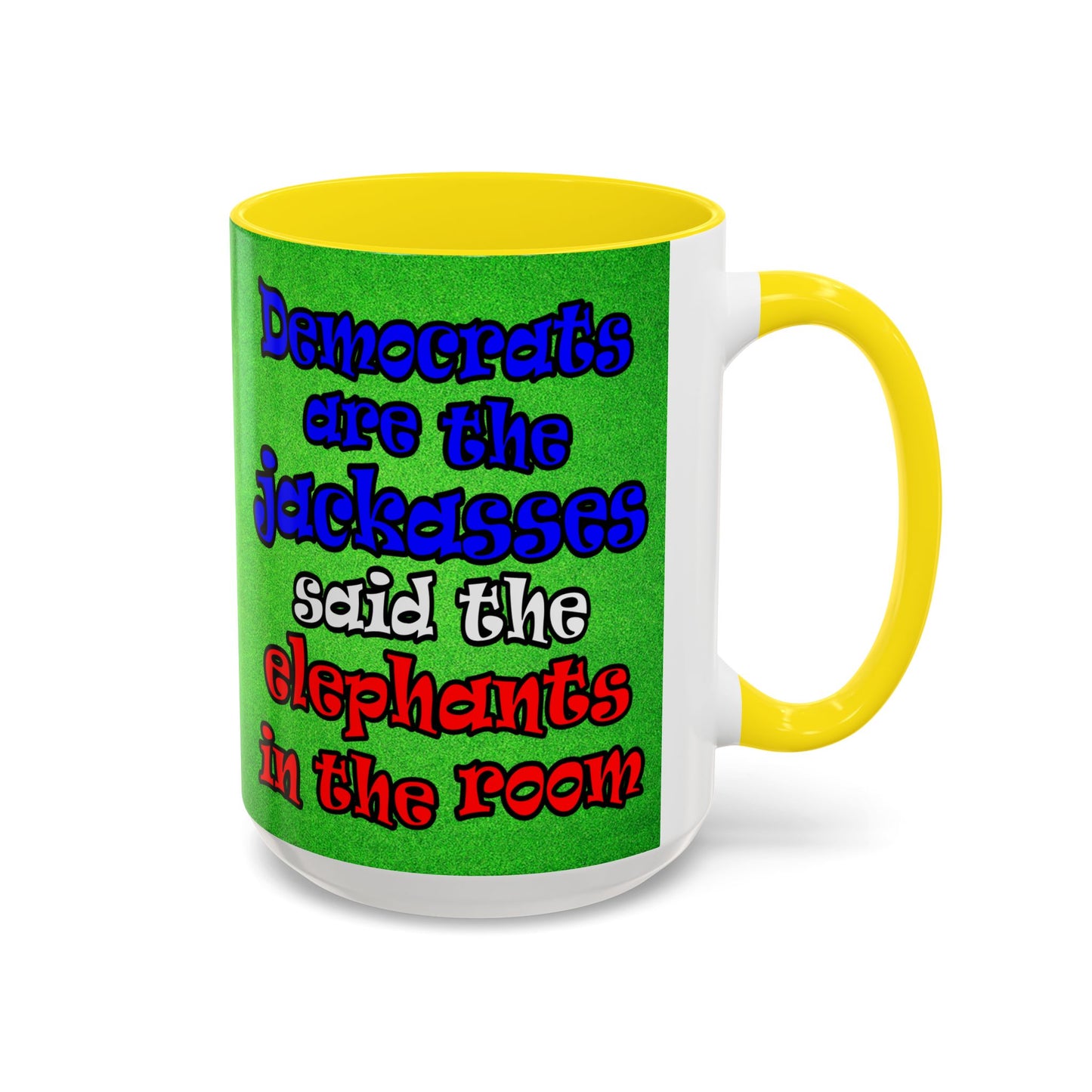donkeys and elephants - Accent Mug (green turf)