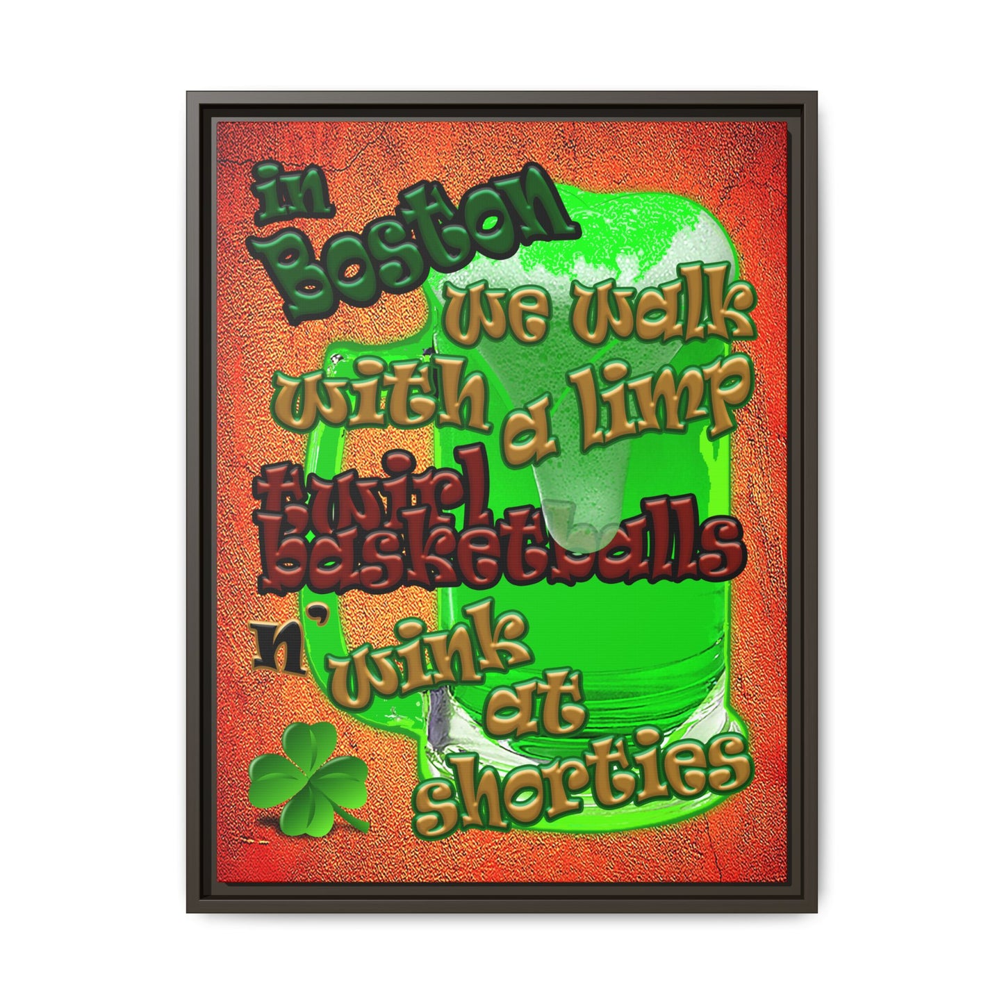 celtics logo - framed canvas art (burnt orange)