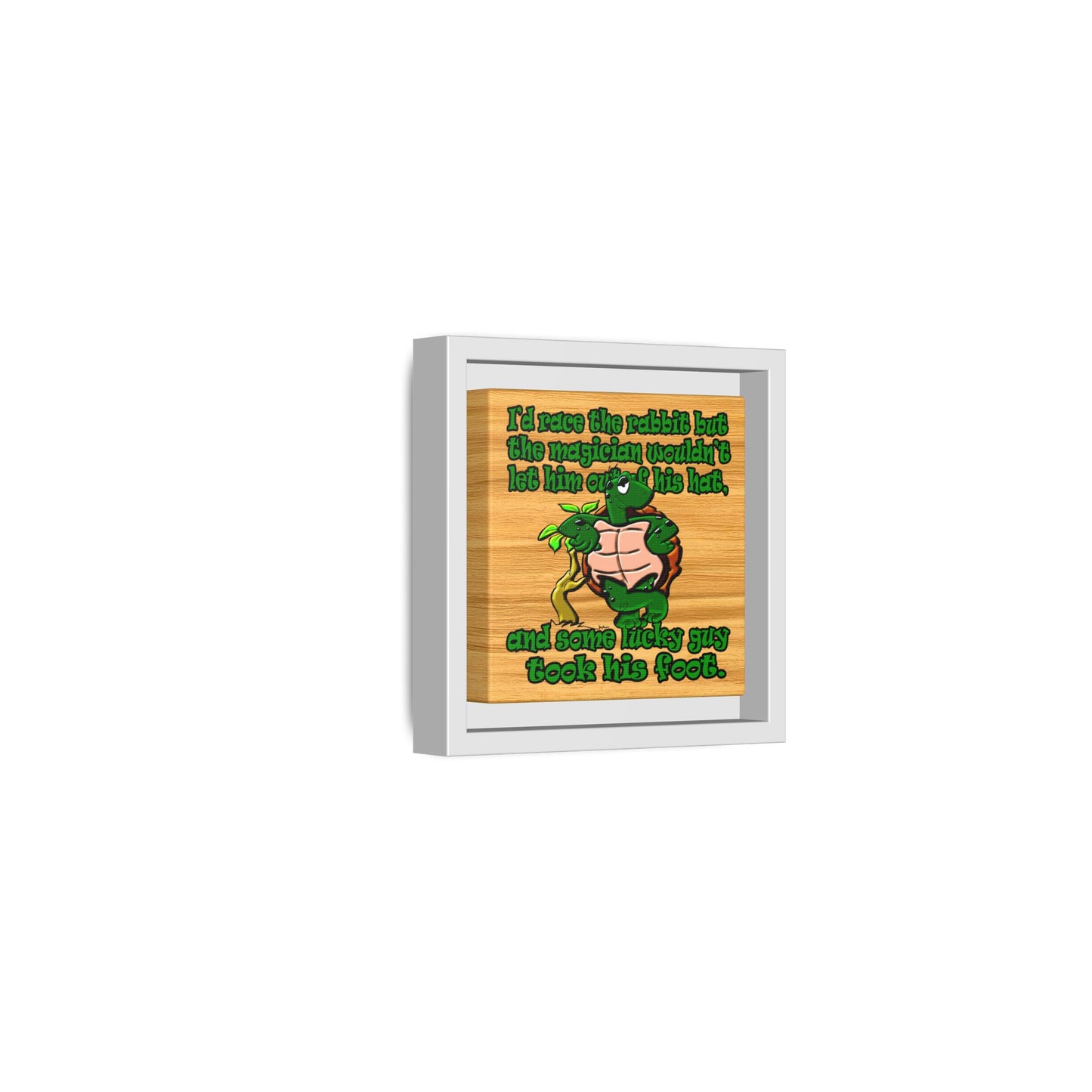 turtle race - framed canvas art (butterscotch wood finish)