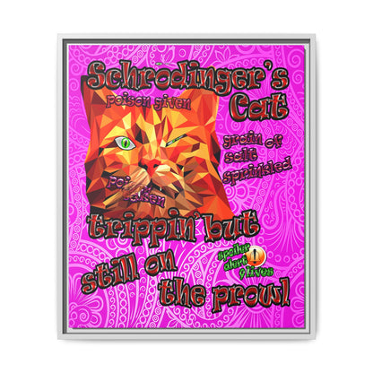 schrodinger's cat - framed canvas art (pink swirl)