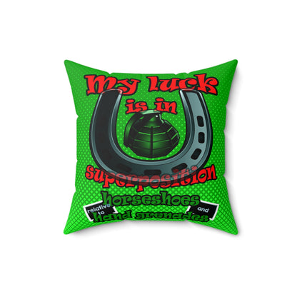 my luck - Spun Polyester Square Pillow - (logo green)
