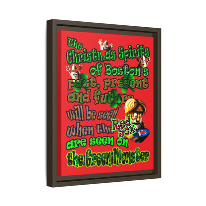 christmas spirits of boston - framed canvas art (red)