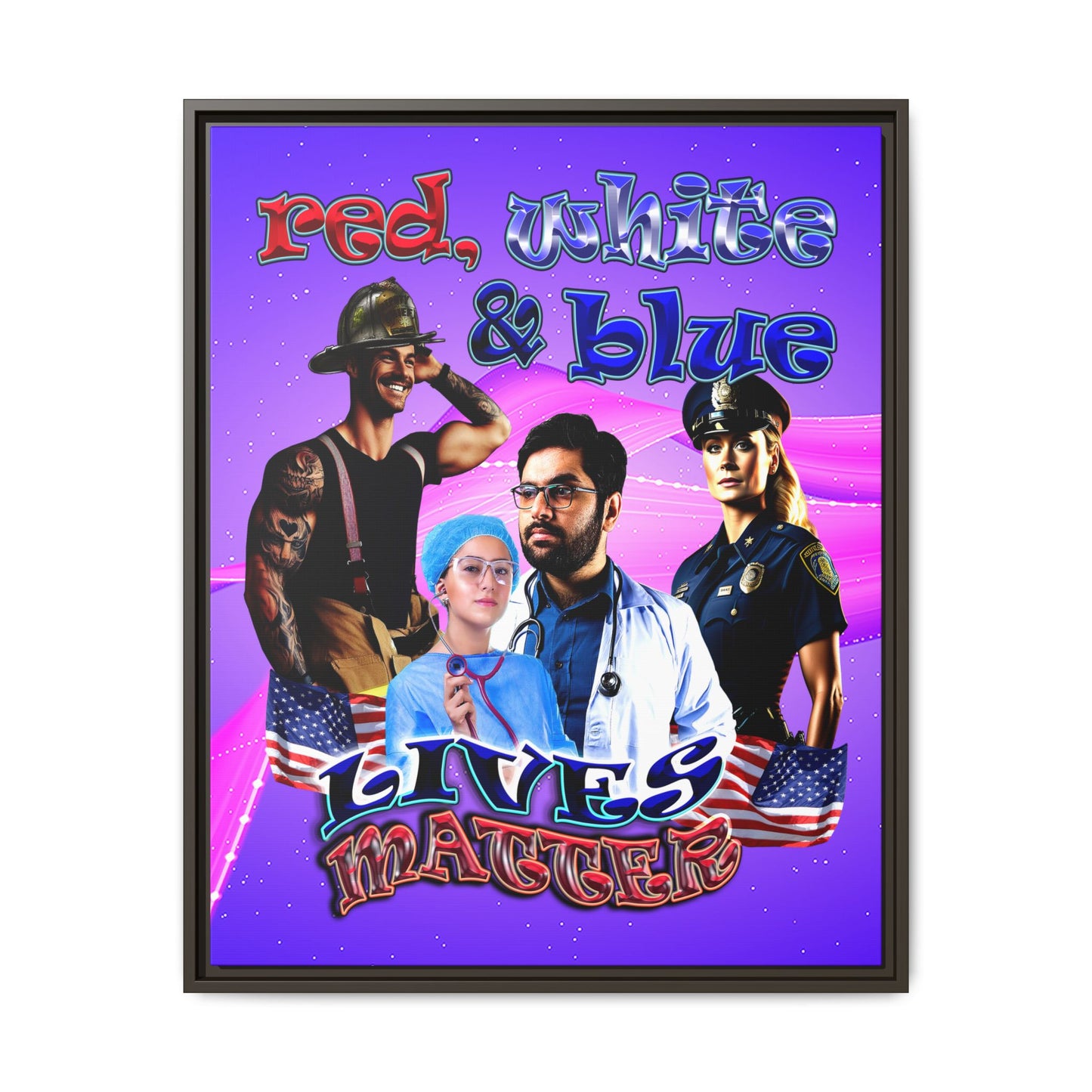 rw&b lives matter - framed canvas art (purple-pink wave)