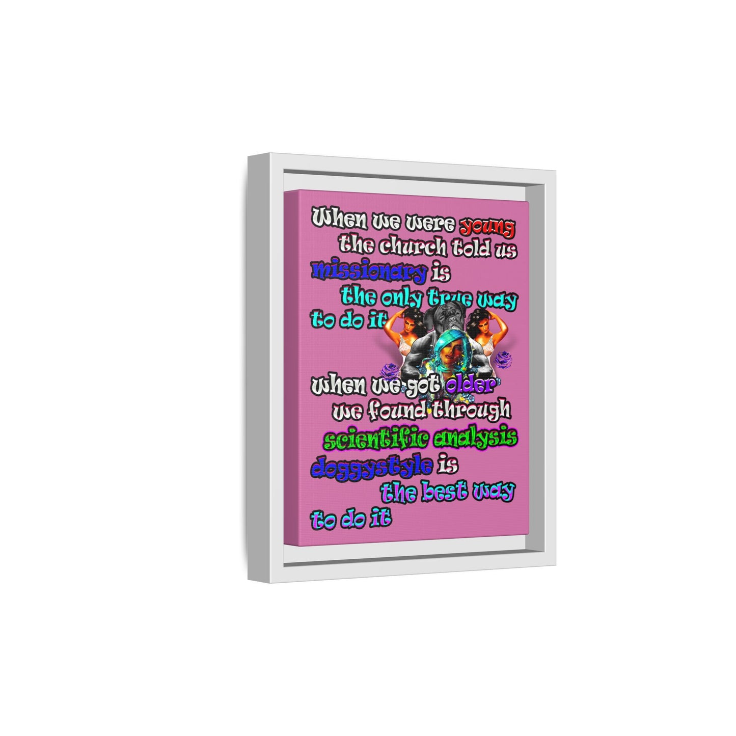 doggystyle - framed canvas art (light pink)
