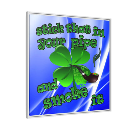 stick that in your pipe and smoke it - framed canvas art (blue-white wave)