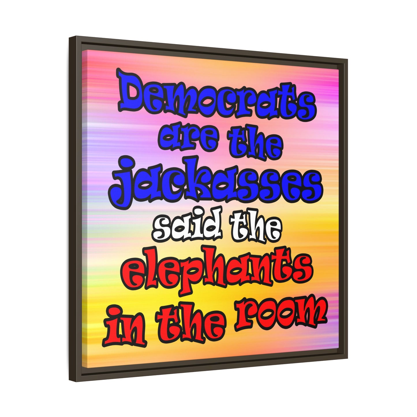 donkeys and elephants - framed canvas art (color blur)