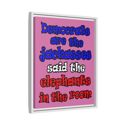 donkeys and elephants - framed canvas art (light pink)