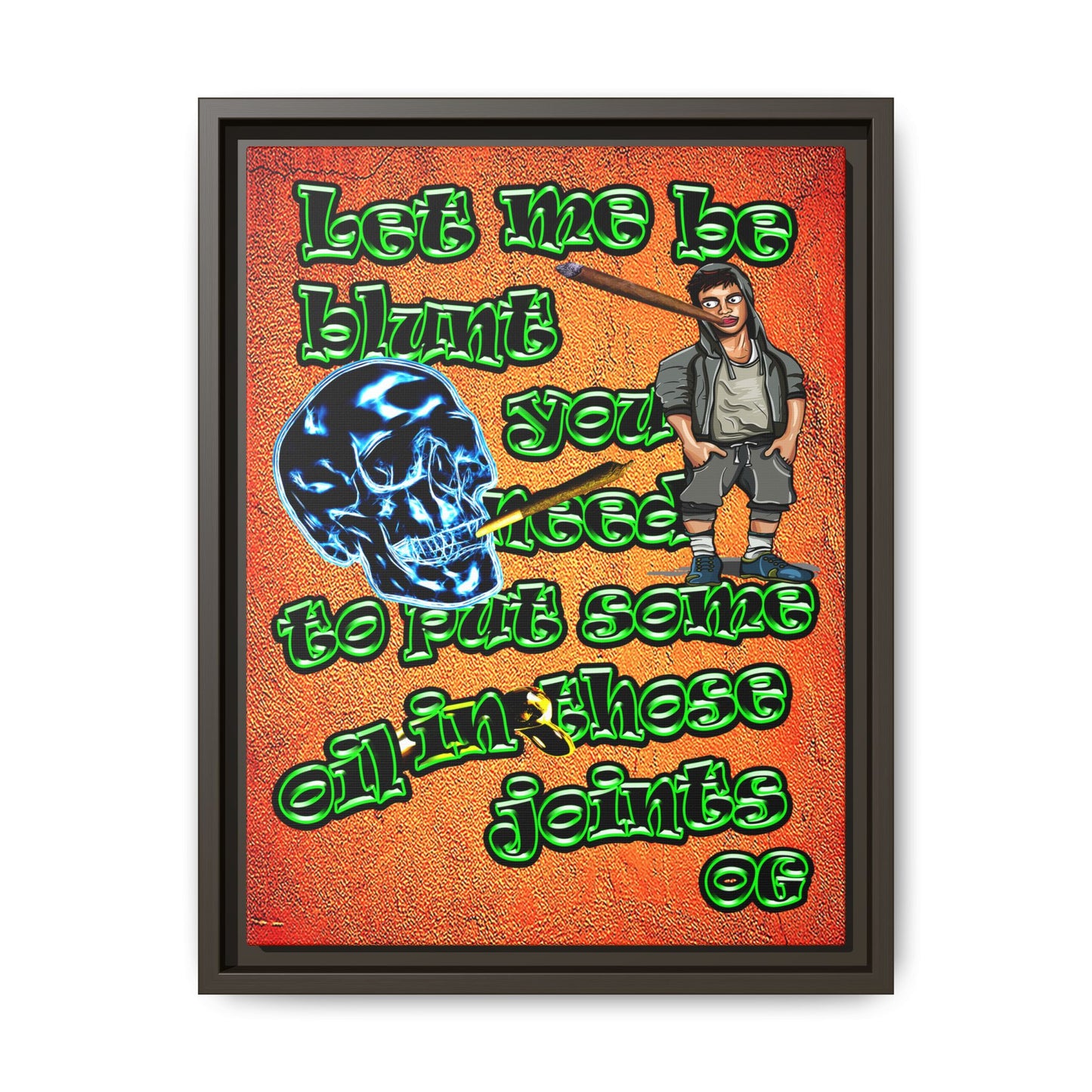 og - framed canvas art (burnt orange)