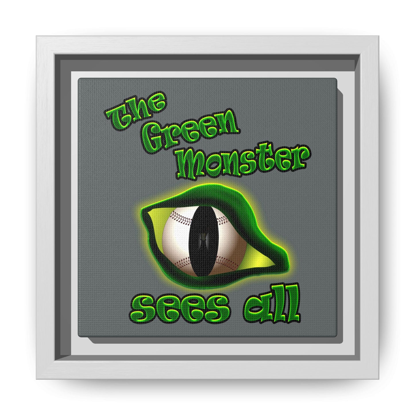 green monster - framed canvas art (dark grey)
