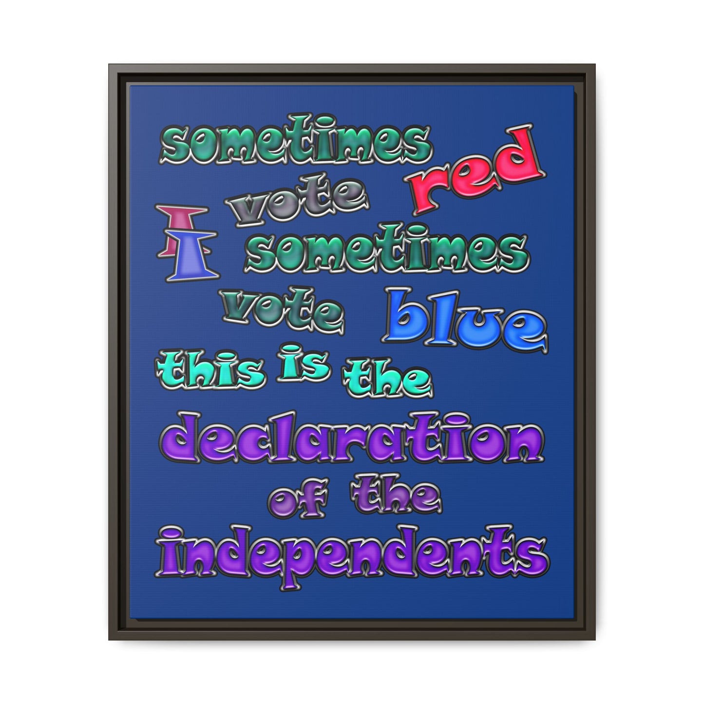 declaration of the independents - framed canvas art (dark blue)