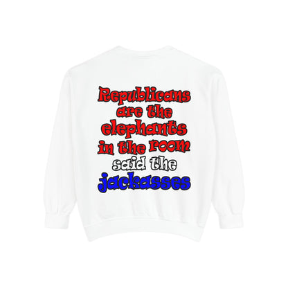 donkeys and elephants - Unisex Garment-Dyed Sweatshirt
