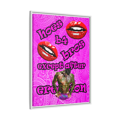 hoes b4 bros - framed canvas art (pink swirl)