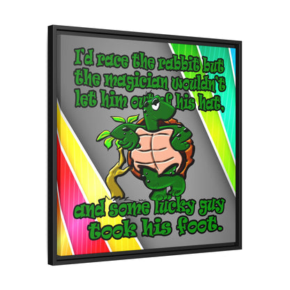 turtle race - framed canvas art (rainbow split)