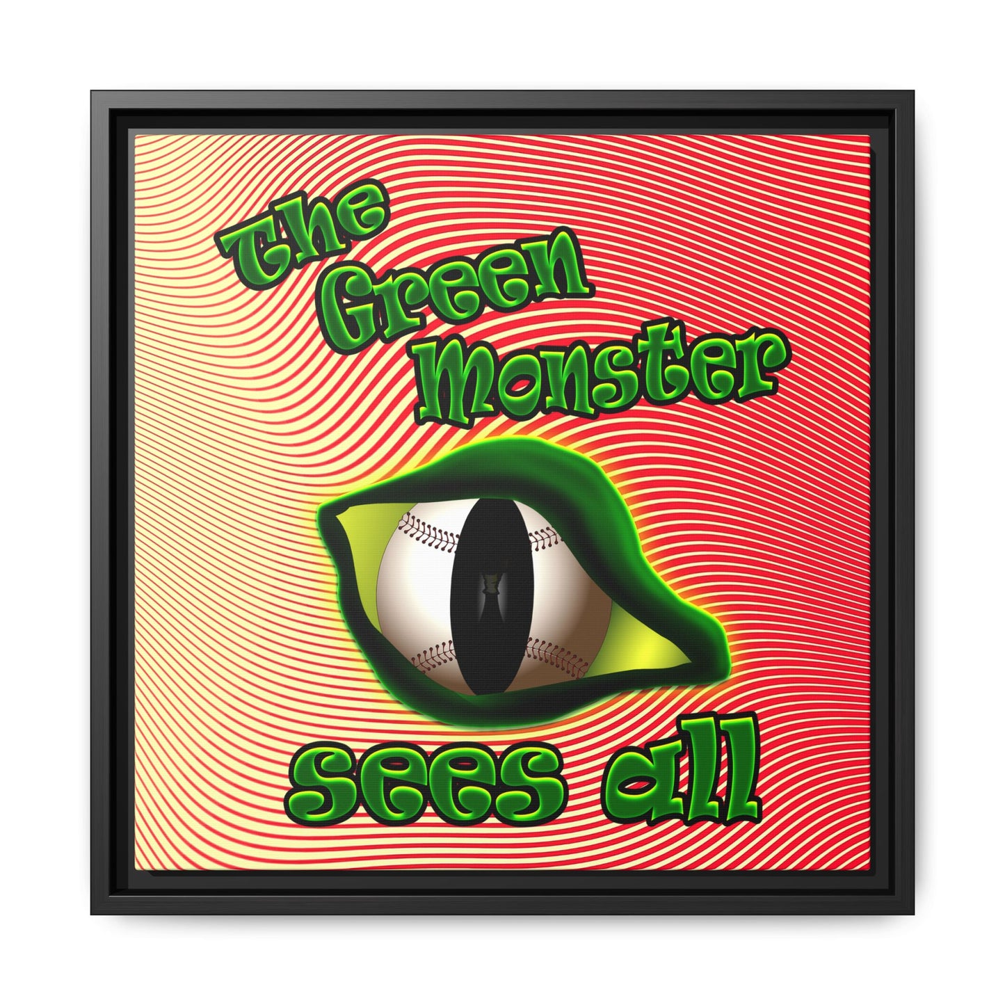 green monster - framed canvas art (yellow-orange wave)