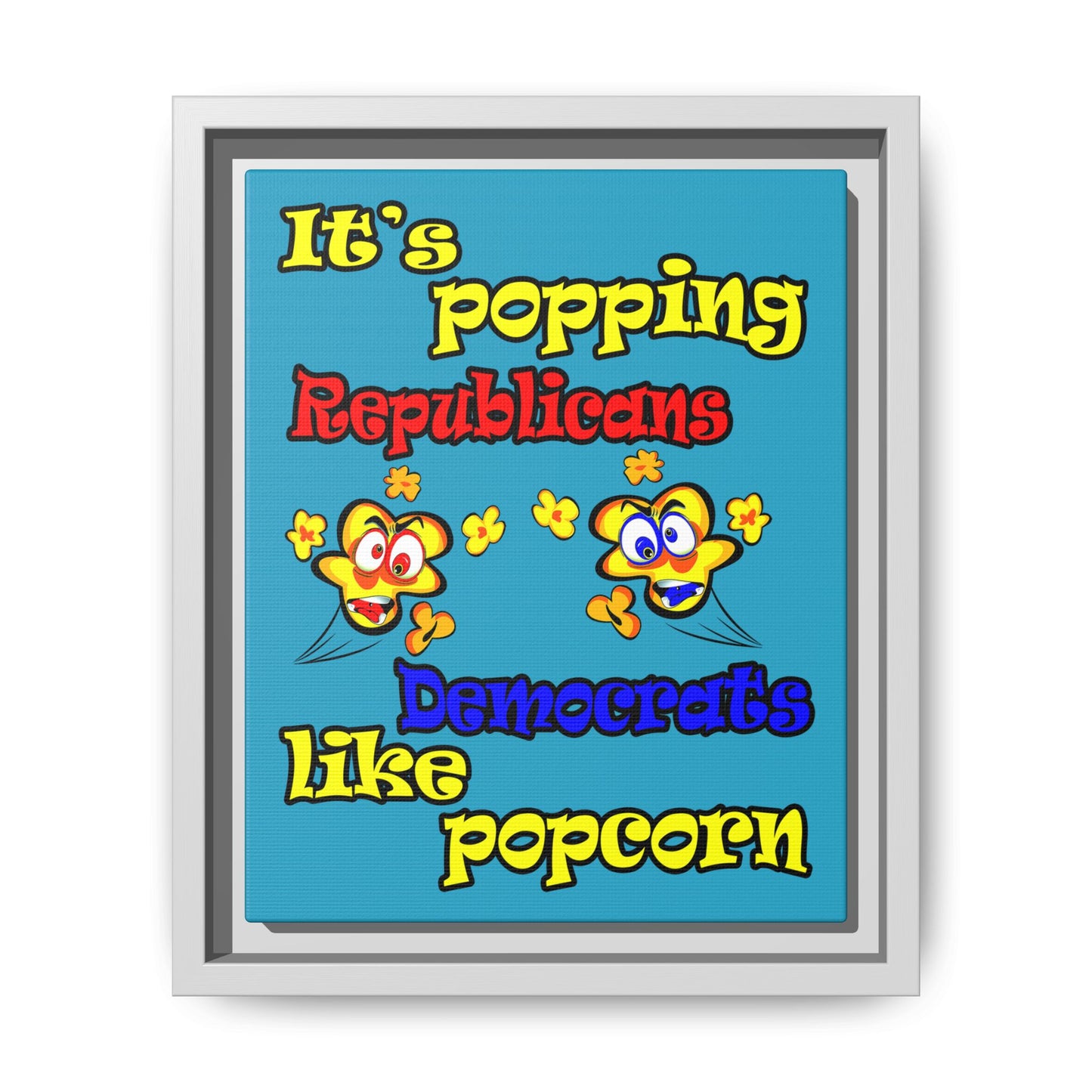 popping like popcorn - framed canvas art (turquoise)