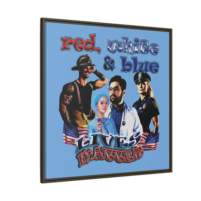 rw&b lives matter - framed canvas art (light blue)