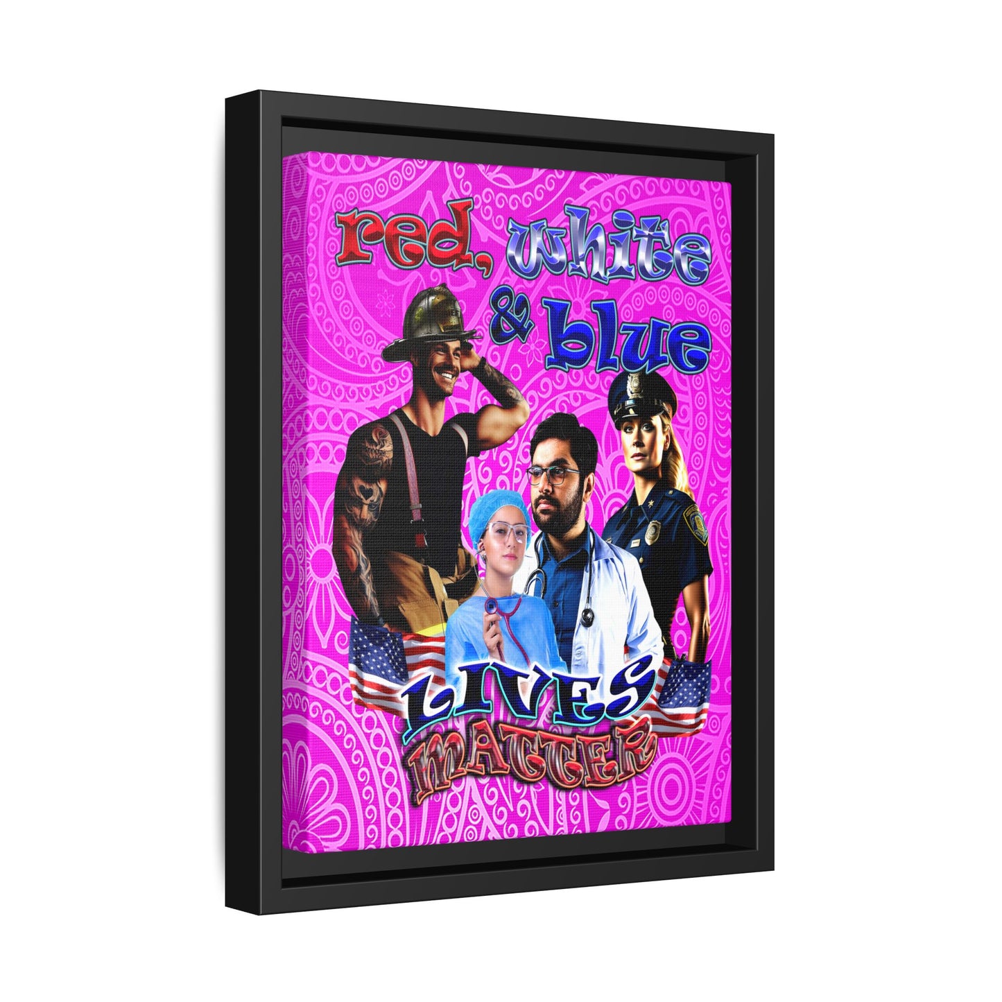 rw&b lives matter - framed canvas art (pink swirl)