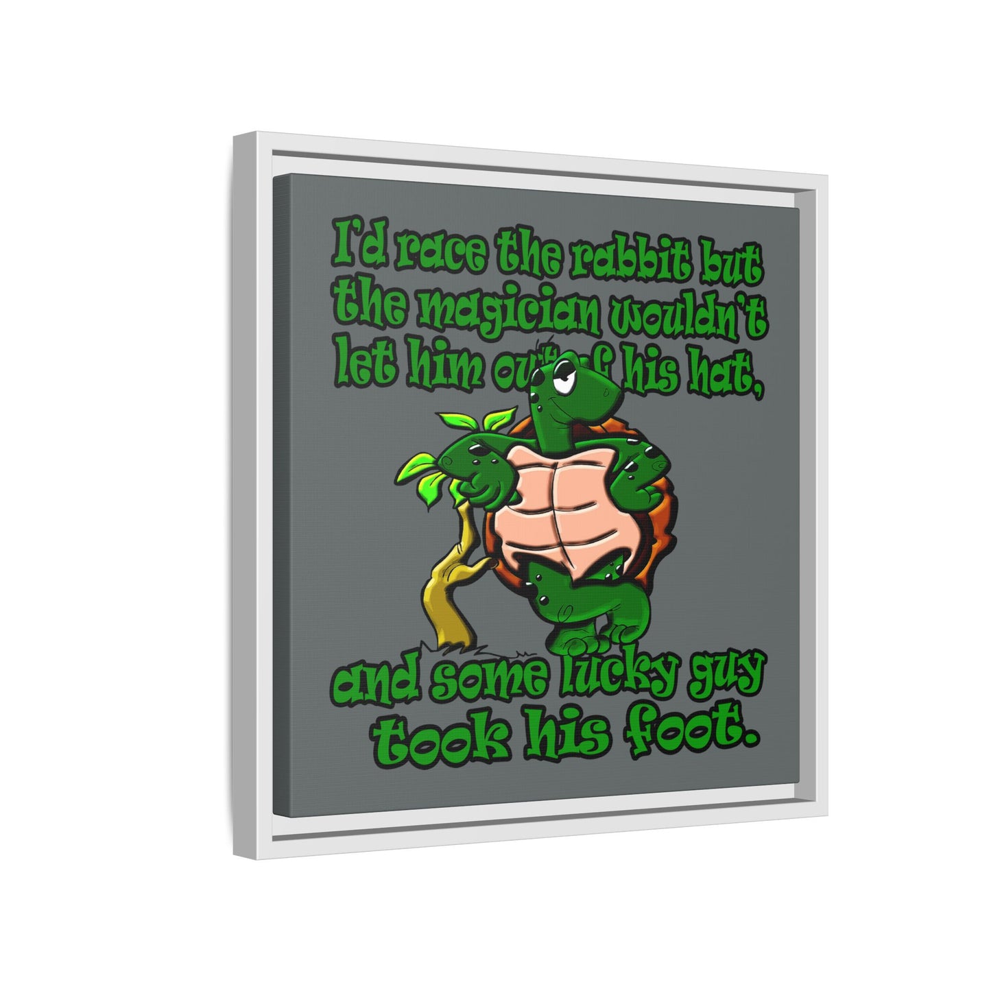 turtle race - framed canvas art (dark grey)