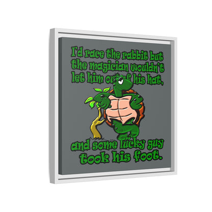 turtle race - framed canvas art (dark grey)