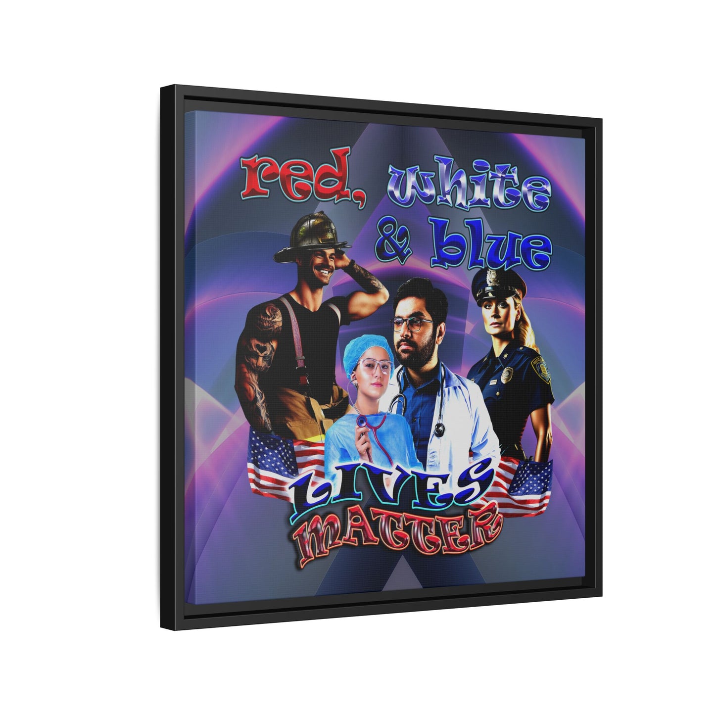 rw&b lives matter - framed canvas art (grey-pink wave)