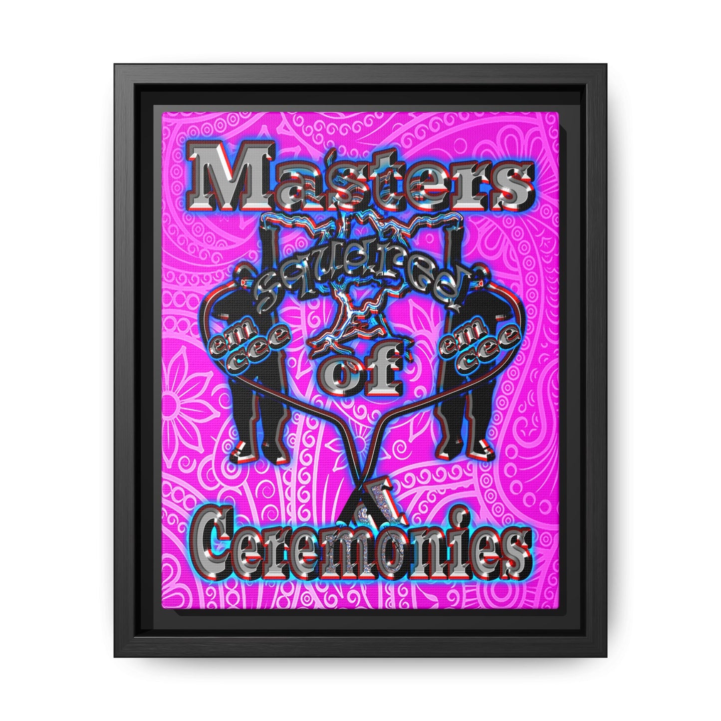 em cee squared - framed canvas art (pink swirl)