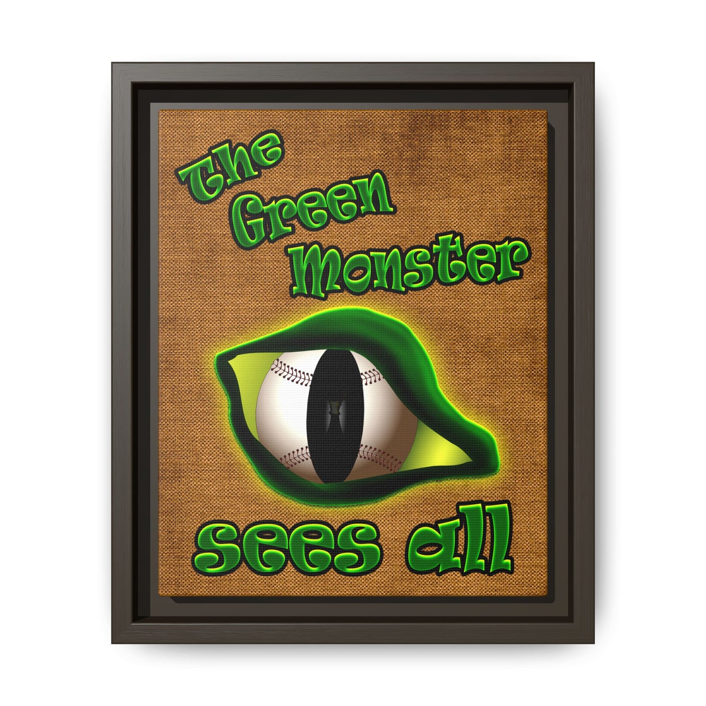 green monster - framed canvas art (brown papyrus)