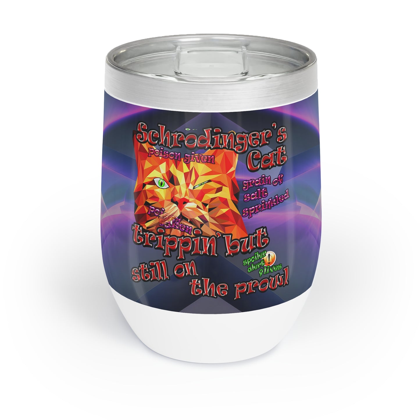 schrodinger's cat - Chill Wine Tumbler (grey-pink wave)