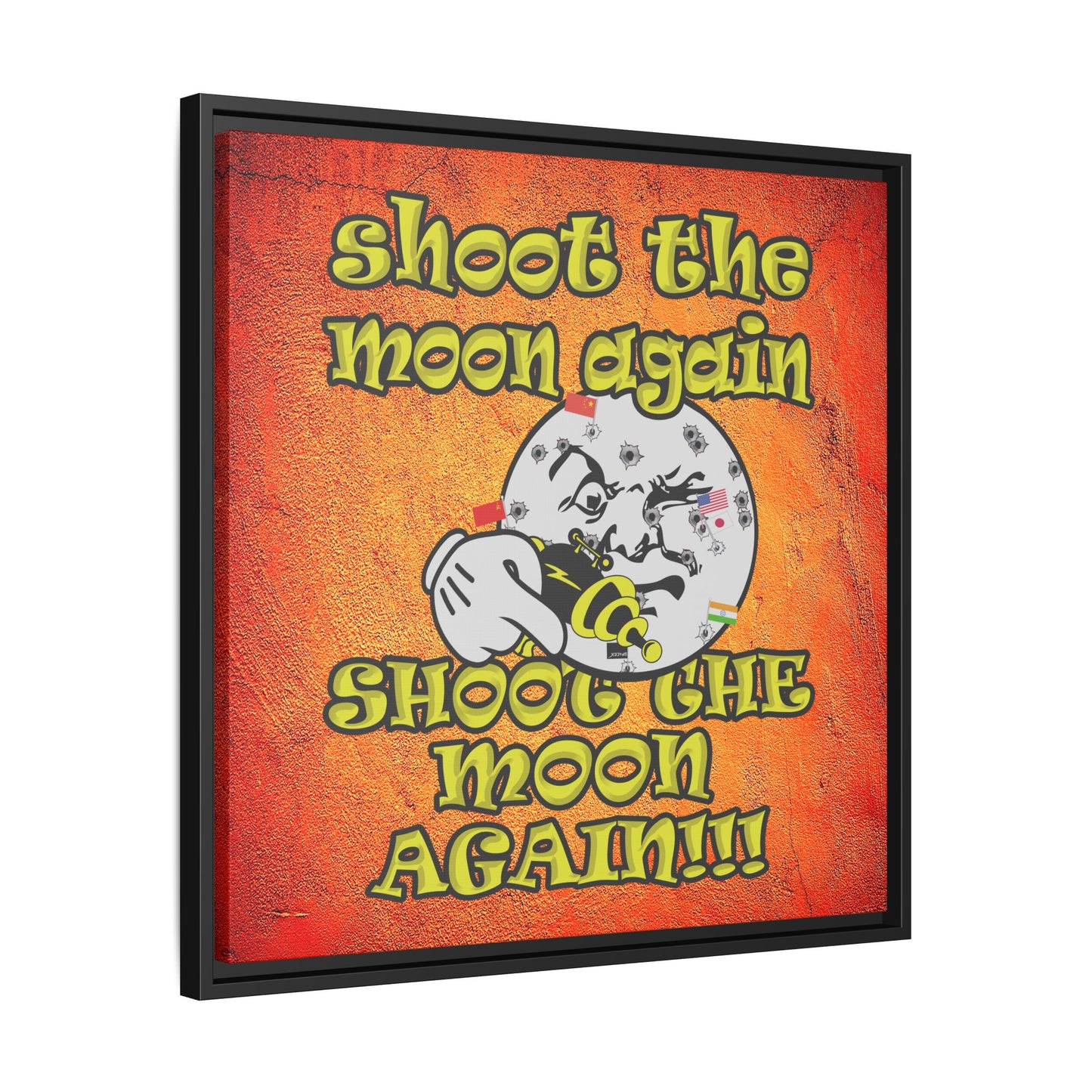 shoot the moon again - framed canvas art (burnt orange)
