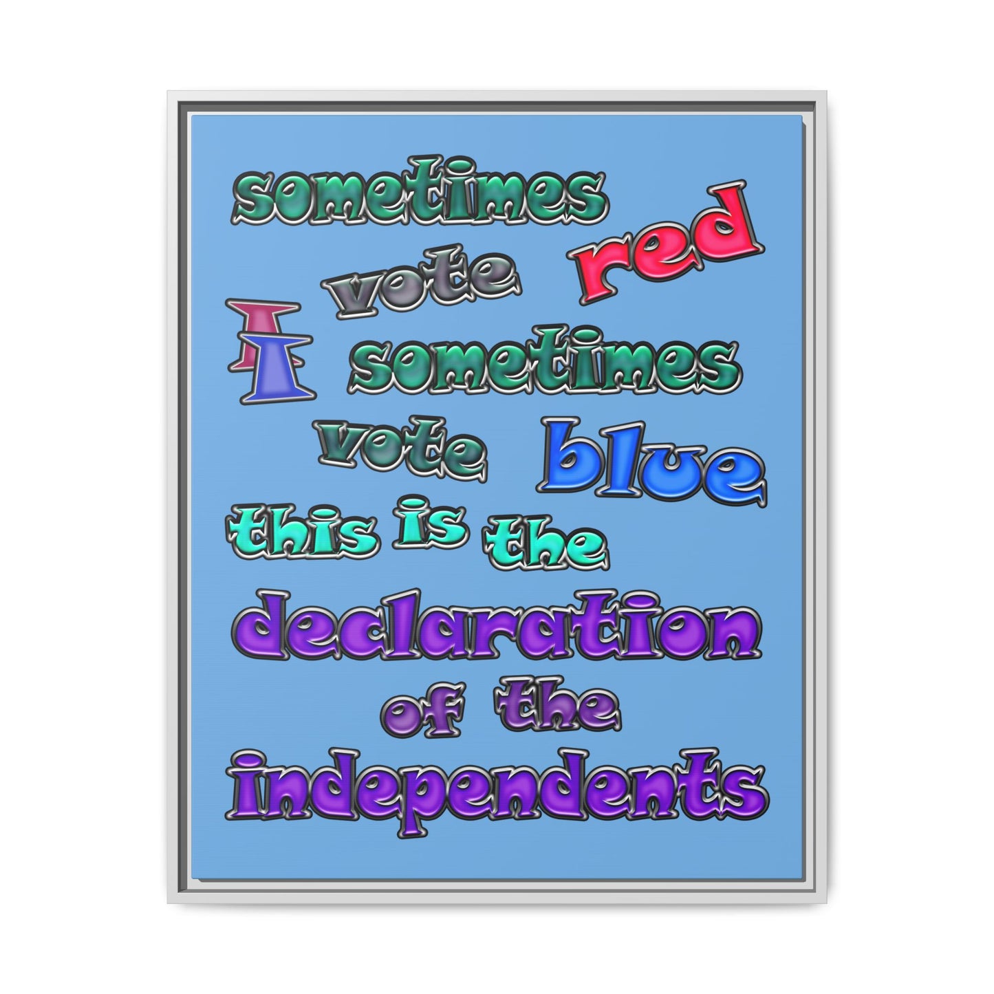 declaration of the independents - framed canvas art (light blue)