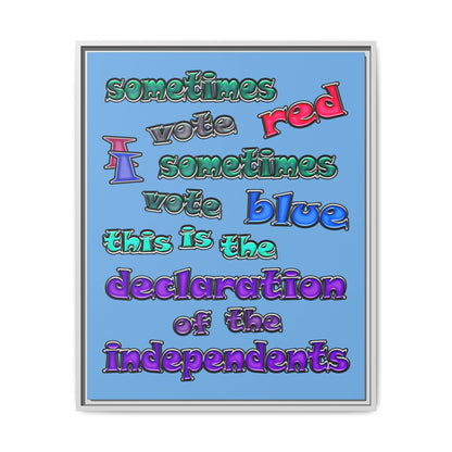 declaration of the independents - framed canvas art (light blue)