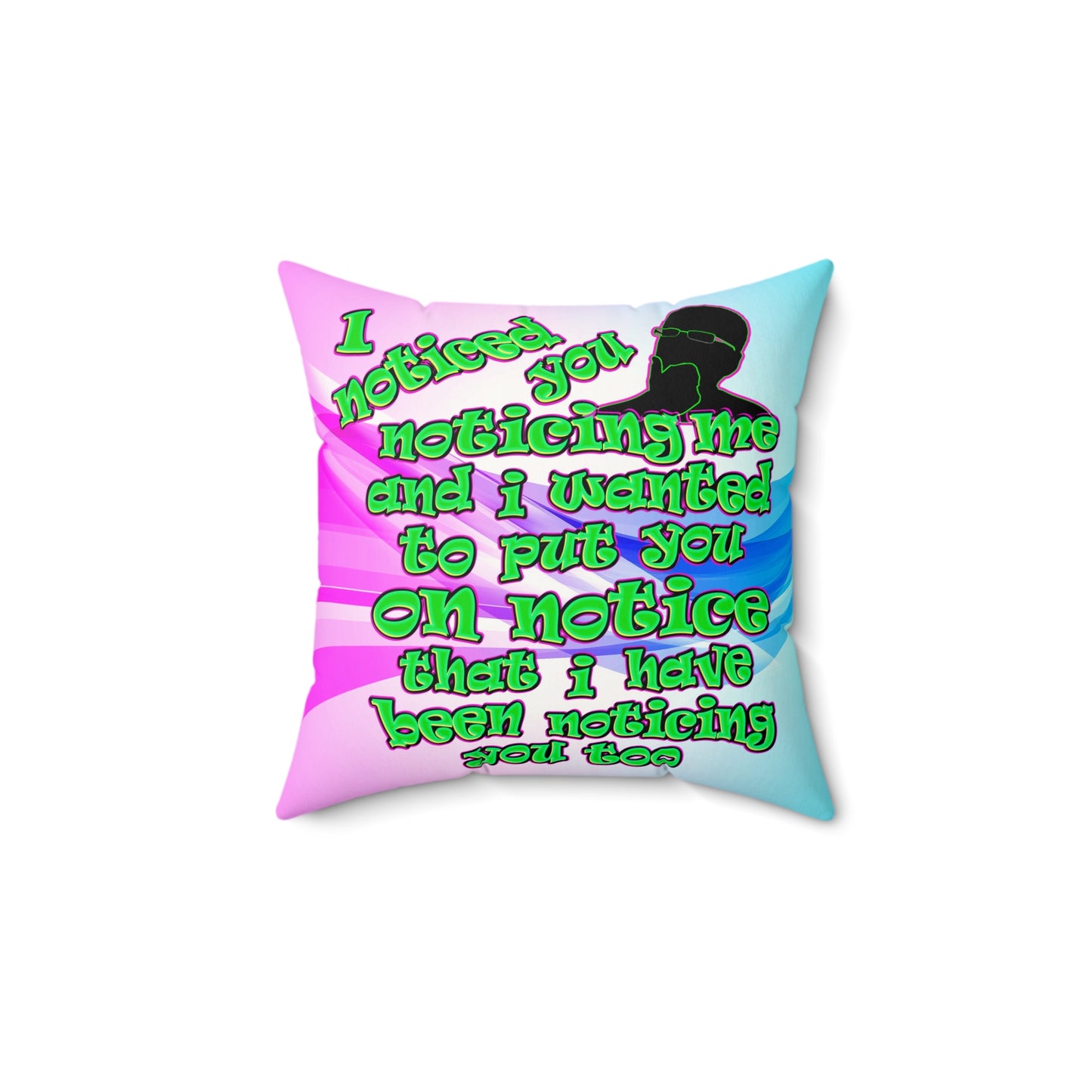 noticed you noticing - Faux Suede Square Pillow - (light blue-pink wave)