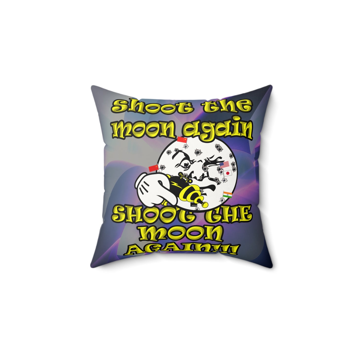 shoot the moon again - Faux Suede Square Pillow - (grey-pink wave)
