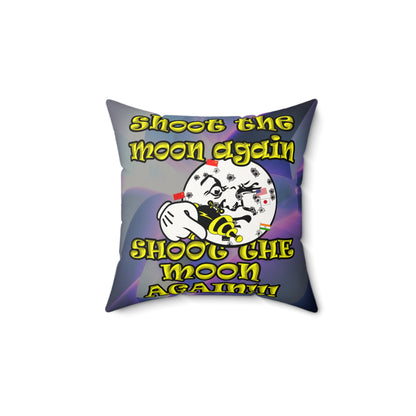 shoot the moon again - Faux Suede Square Pillow - (grey-pink wave)