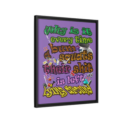 the bum's shit - framed canvas art (light purple)