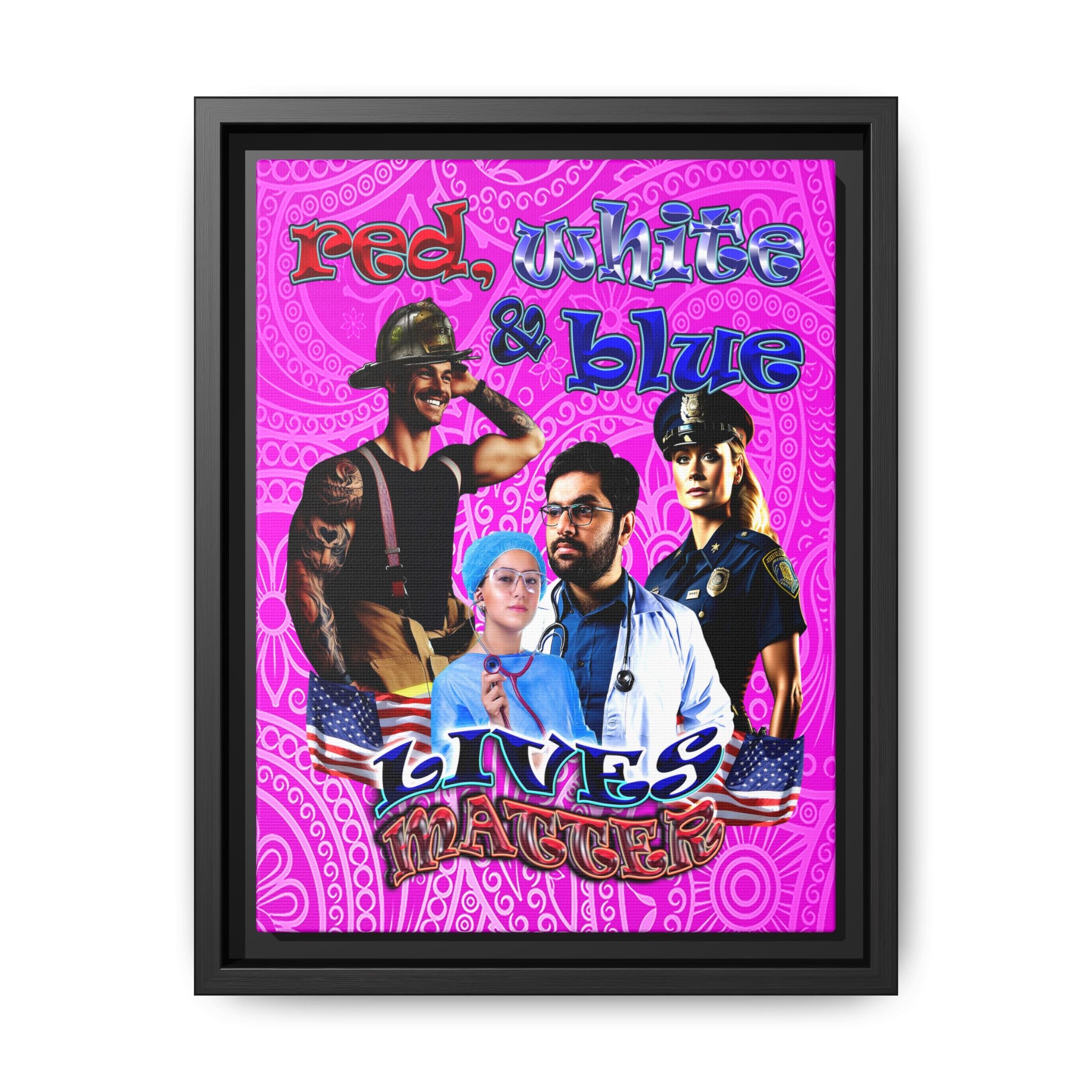 rw&b lives matter - framed canvas art (pink swirl)